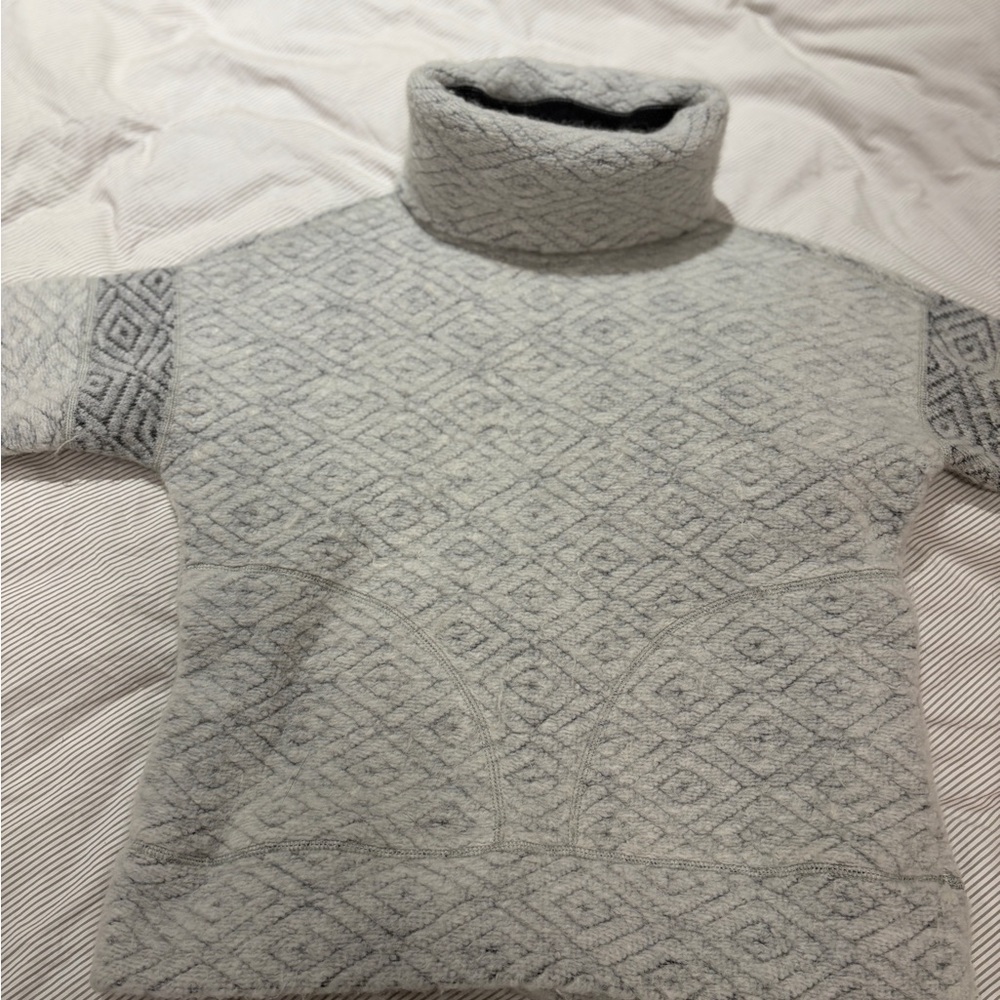 Prana Light Gray Patterned Turtleneck Sweater - image 3